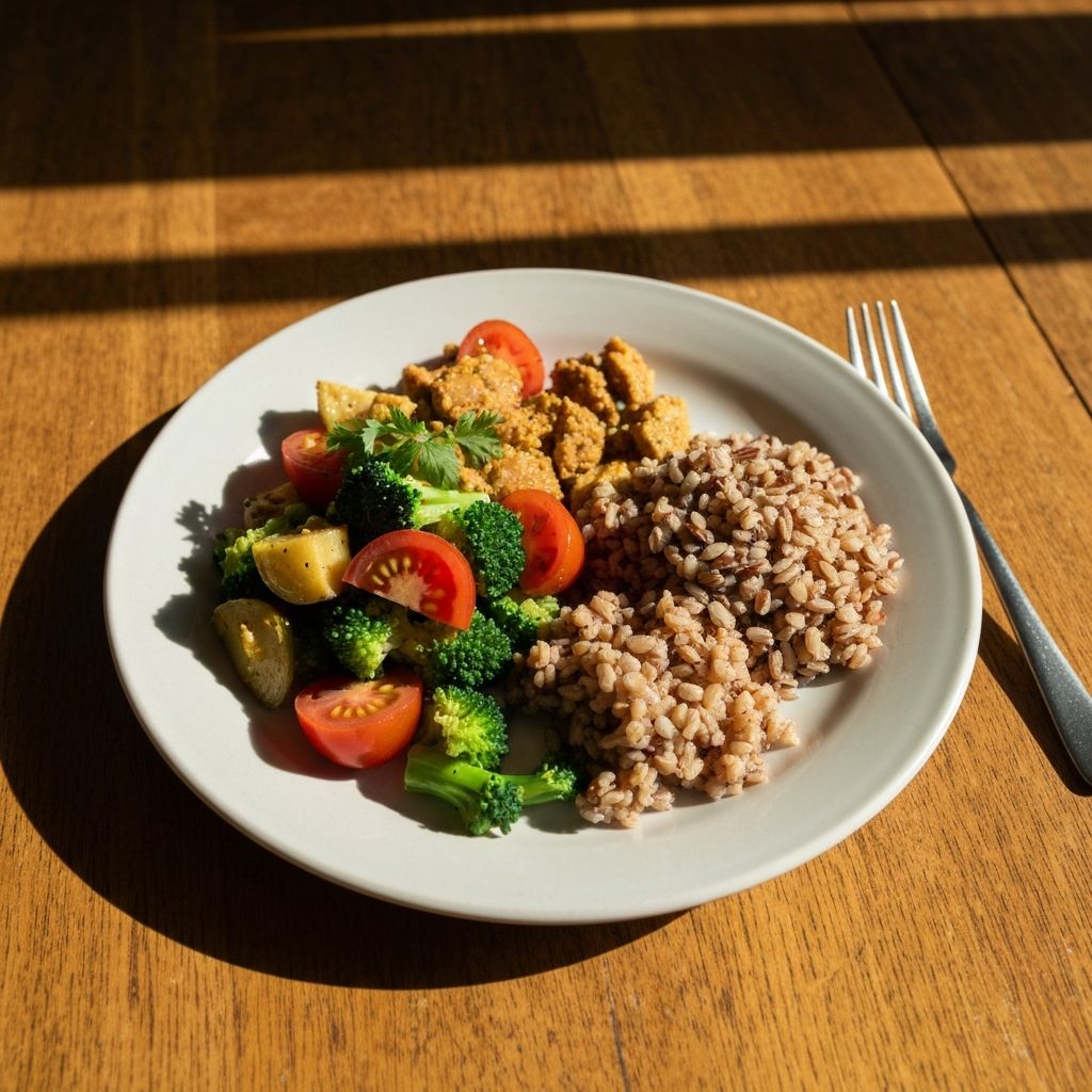 Balanced meal on rustic table